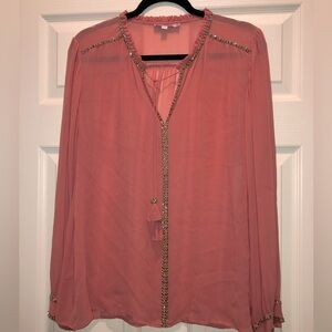 Beautiful beaded Calypso St Barth silk blouse